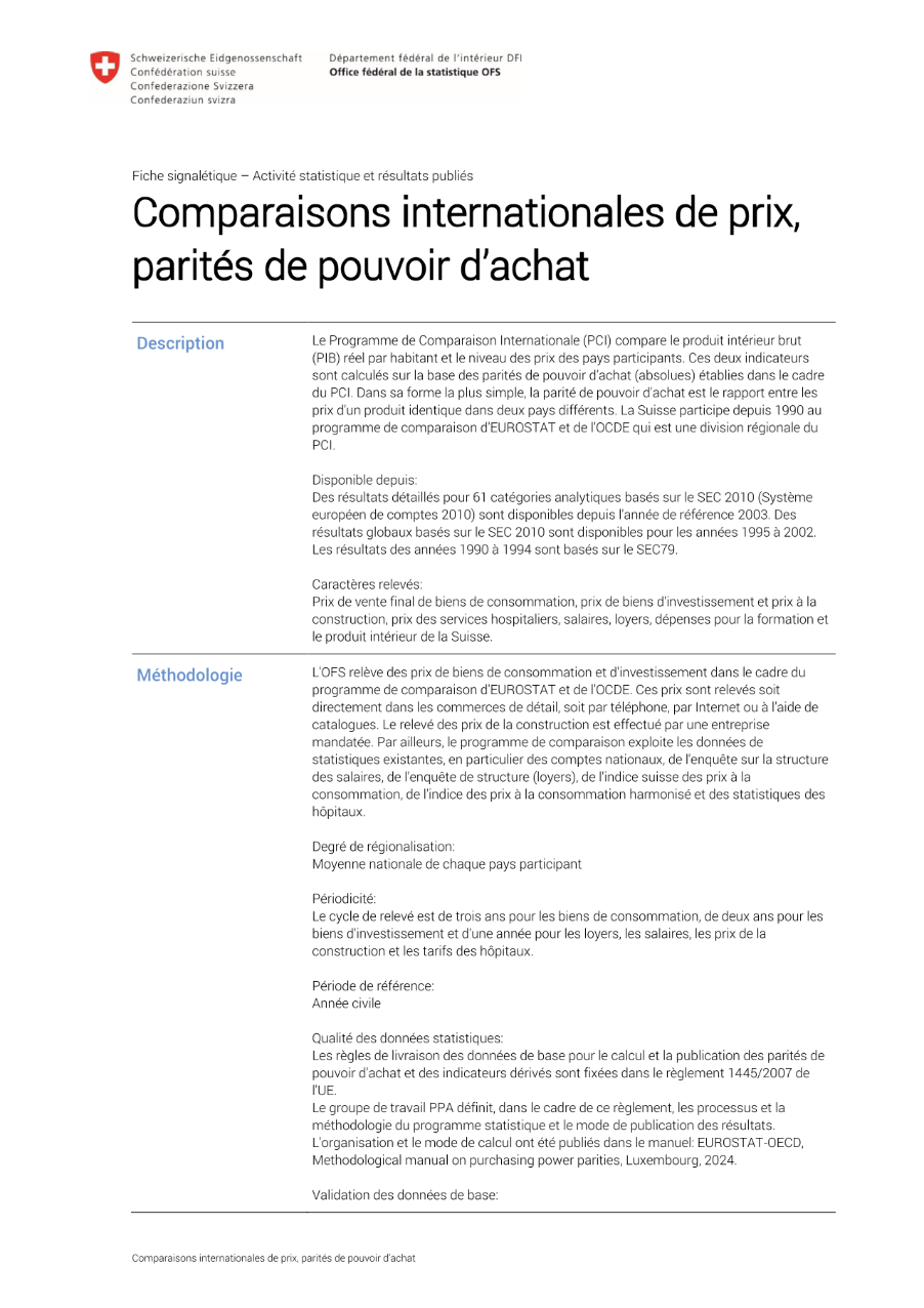 Comparaisons internationales de prix, parités de pouvoir d’achat