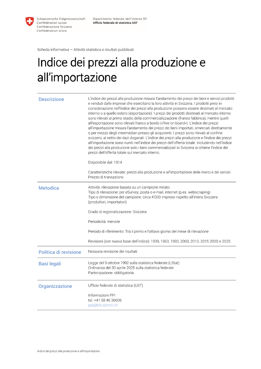 Indice dei prezzi alla produzione e all'importazione