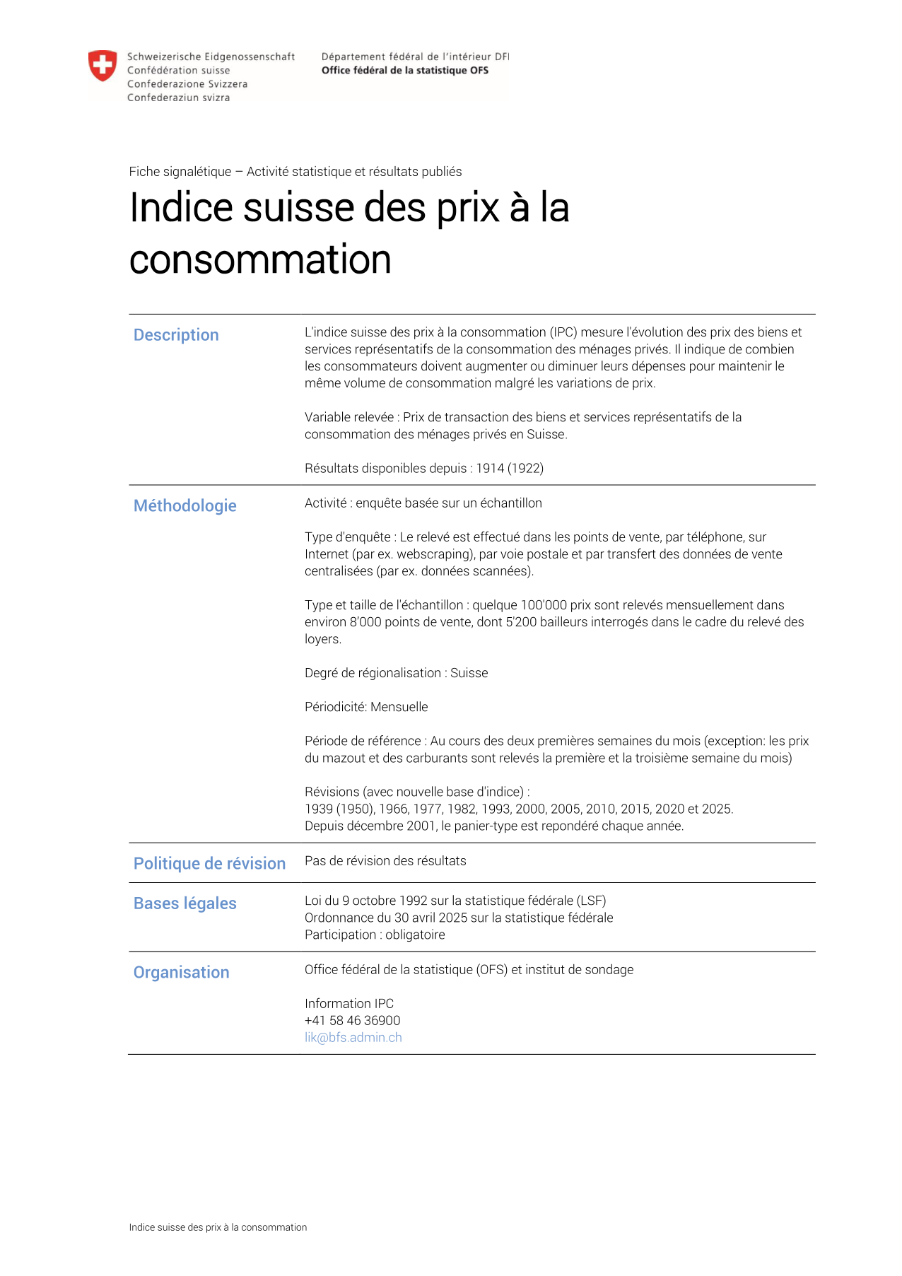 Indice suisse des prix à la consommation