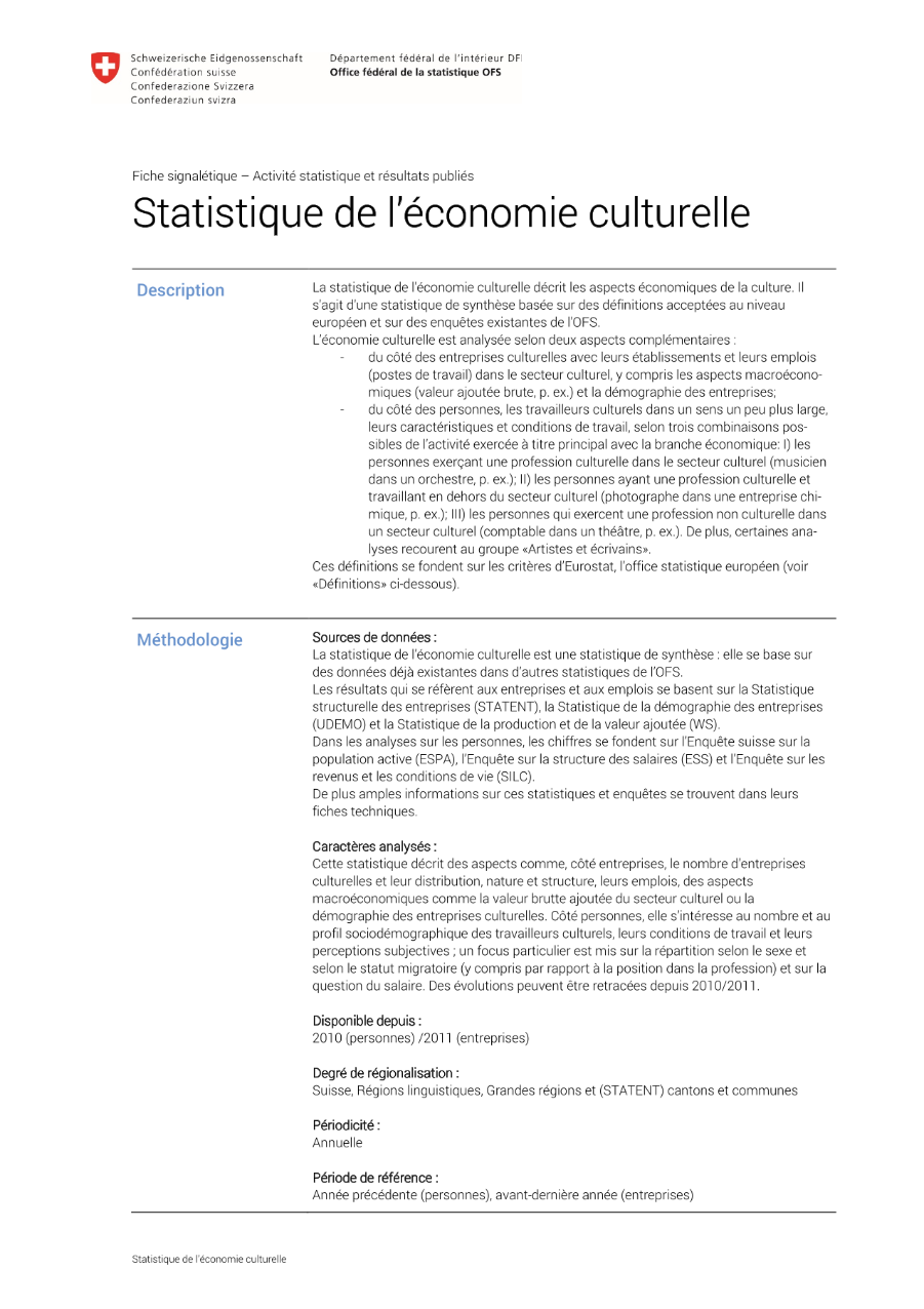 Statistique de l'économie culturelle