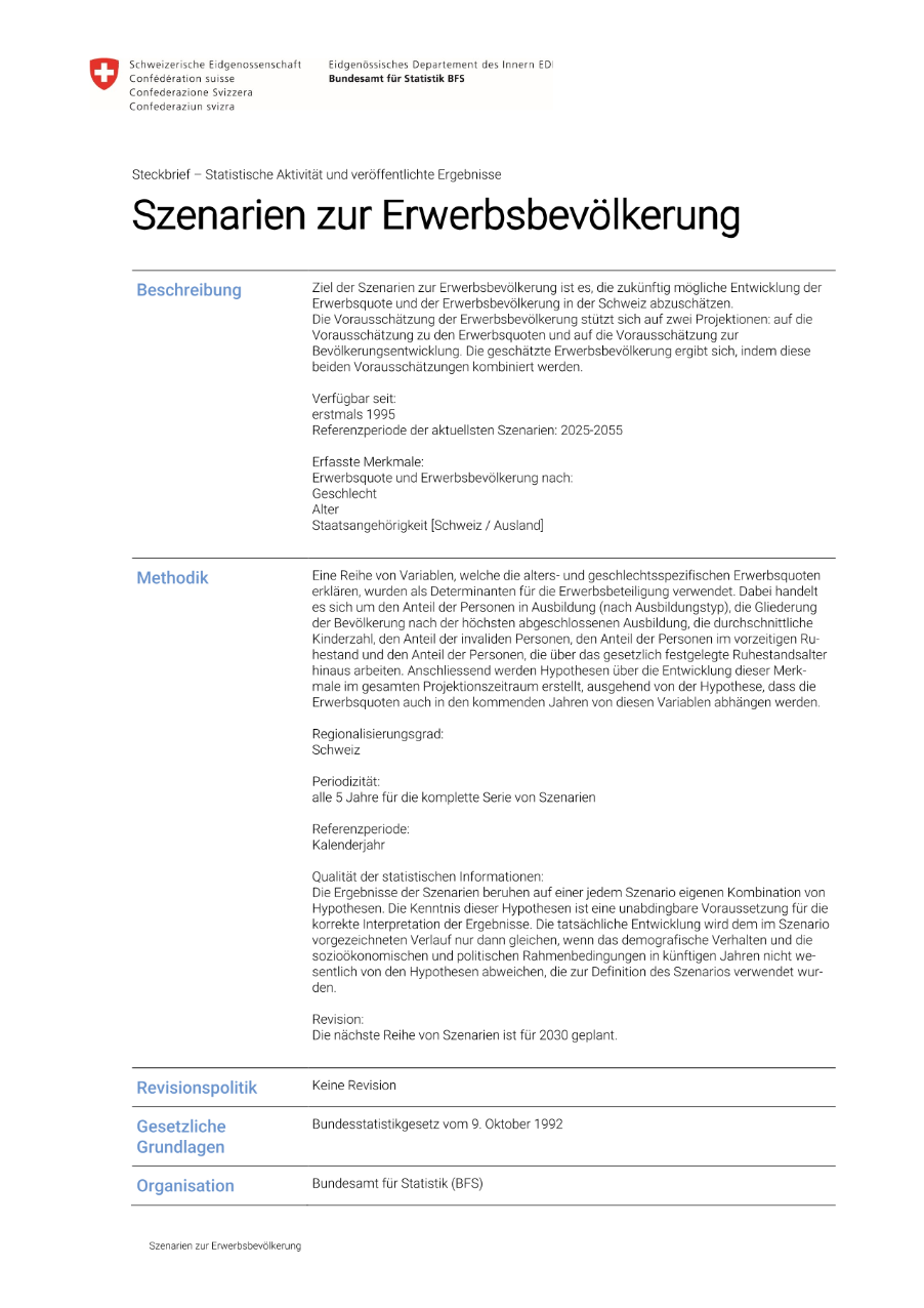 Szenarien zur Erwerbsbevölkerung