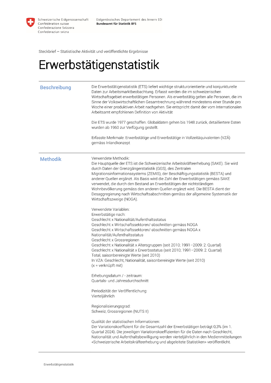 Erwerbstätigenstatistik