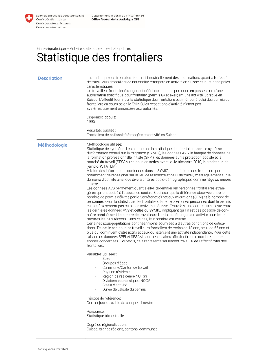 Statistique des frontaliers