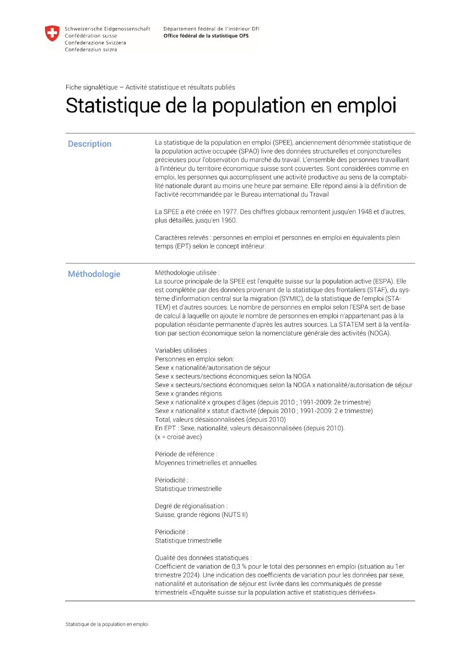Statistique de la population en emploi