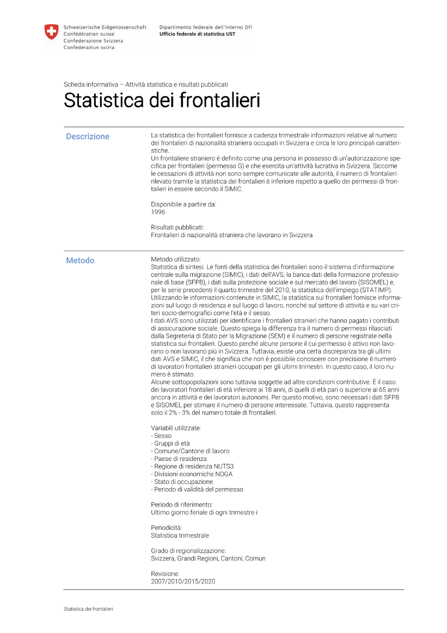 Statistica dei frontalieri