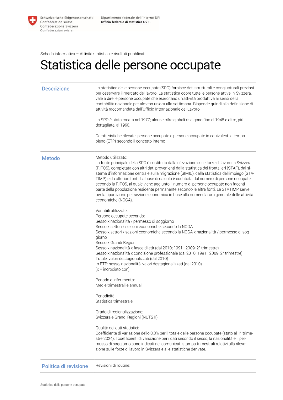 Statistica delle persone occupate