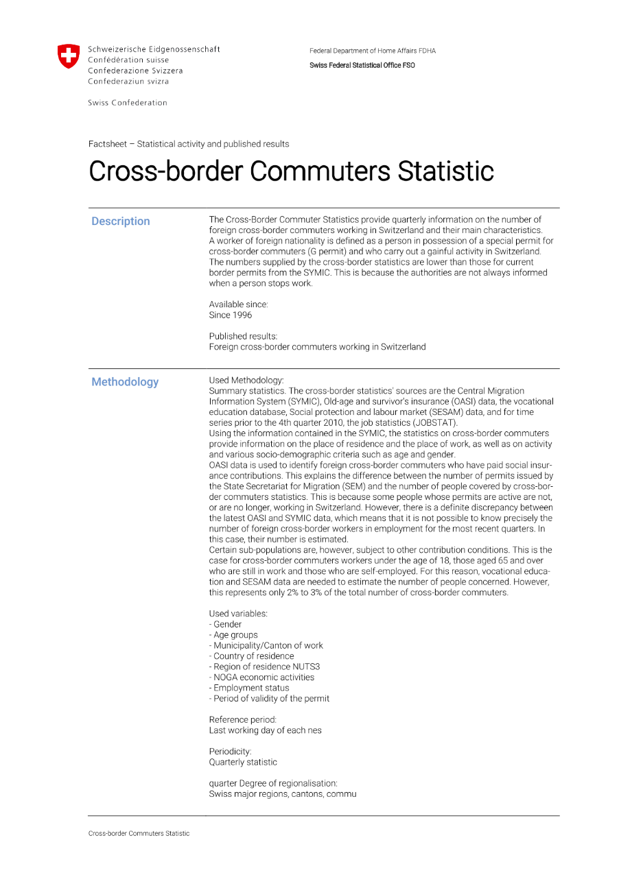 Cross-border Commuters Statistics