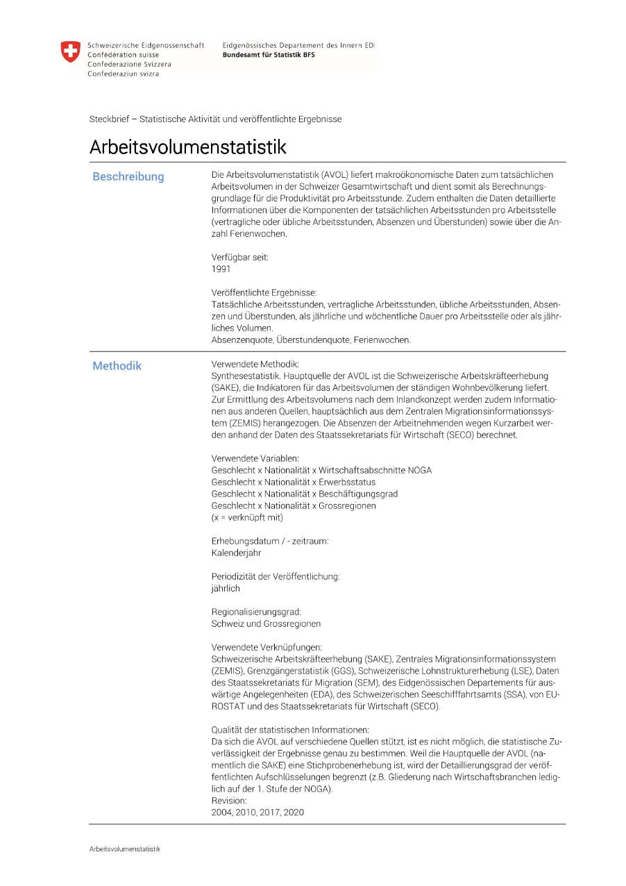 Arbeitsvolumenstatistik