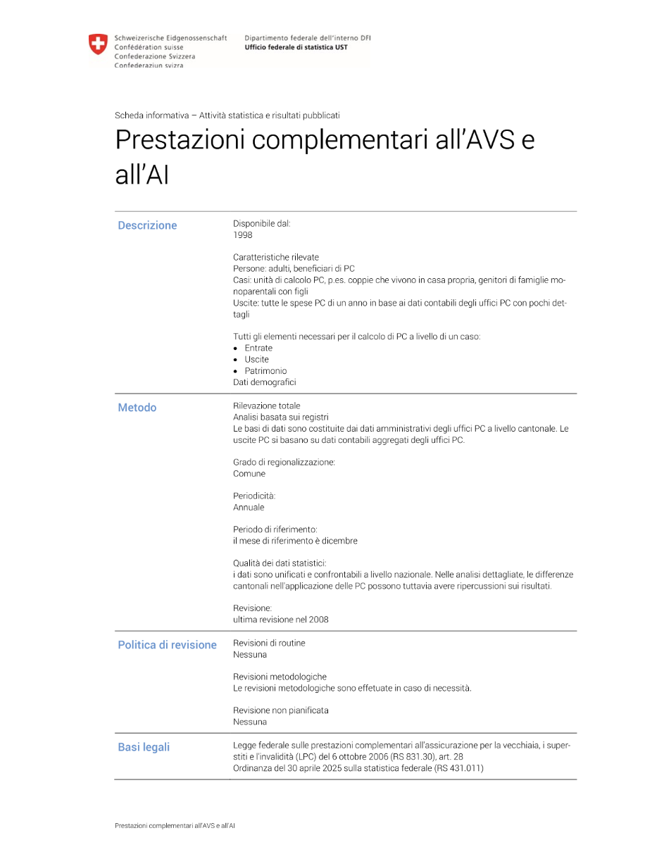 Prestazioni complementari all'AVS e all'AI