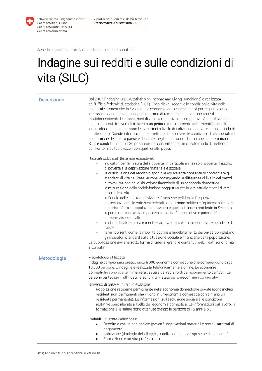 Indagine sui redditi e sulle condizioni di vita