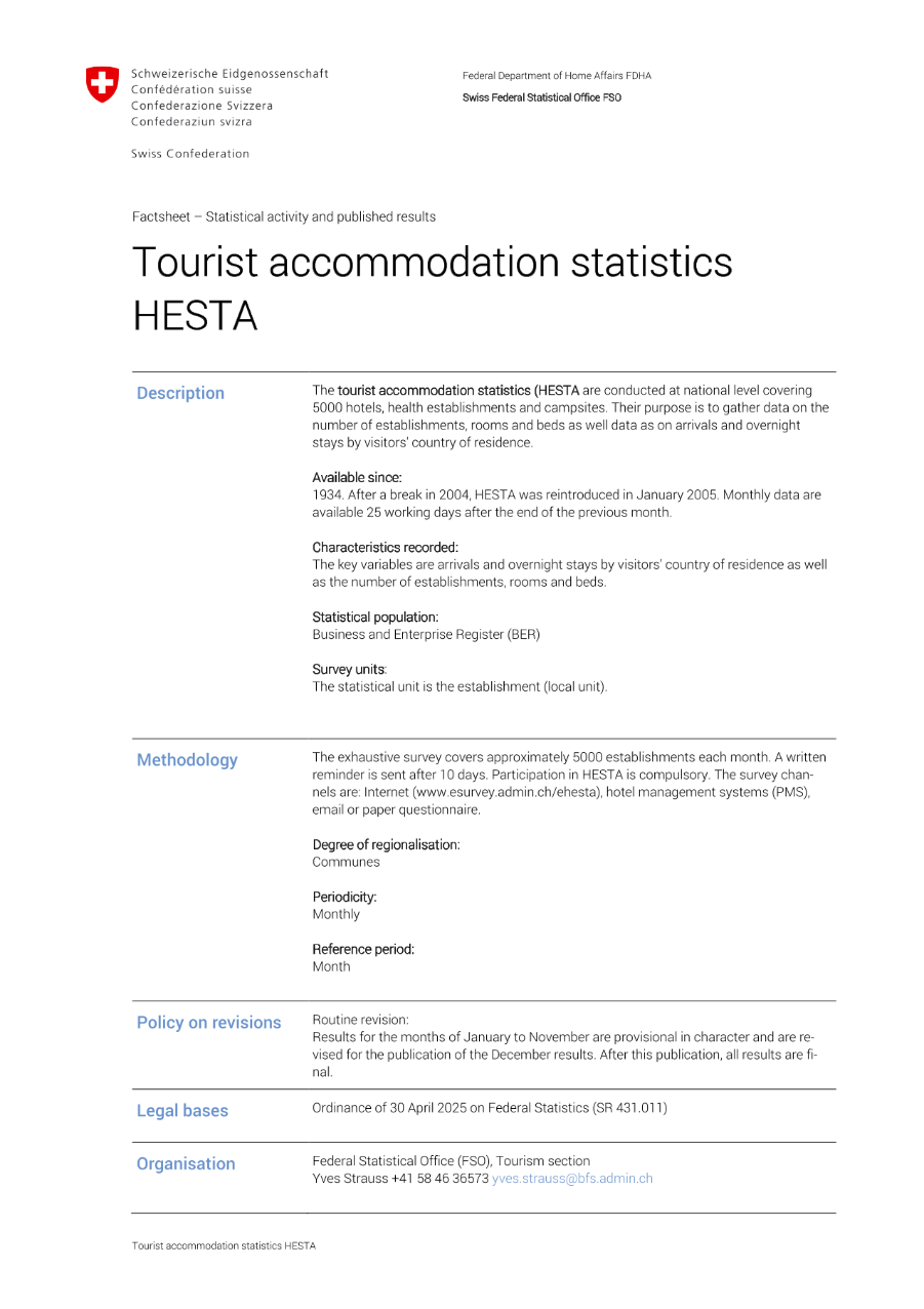 Tourist accommodation statistics
