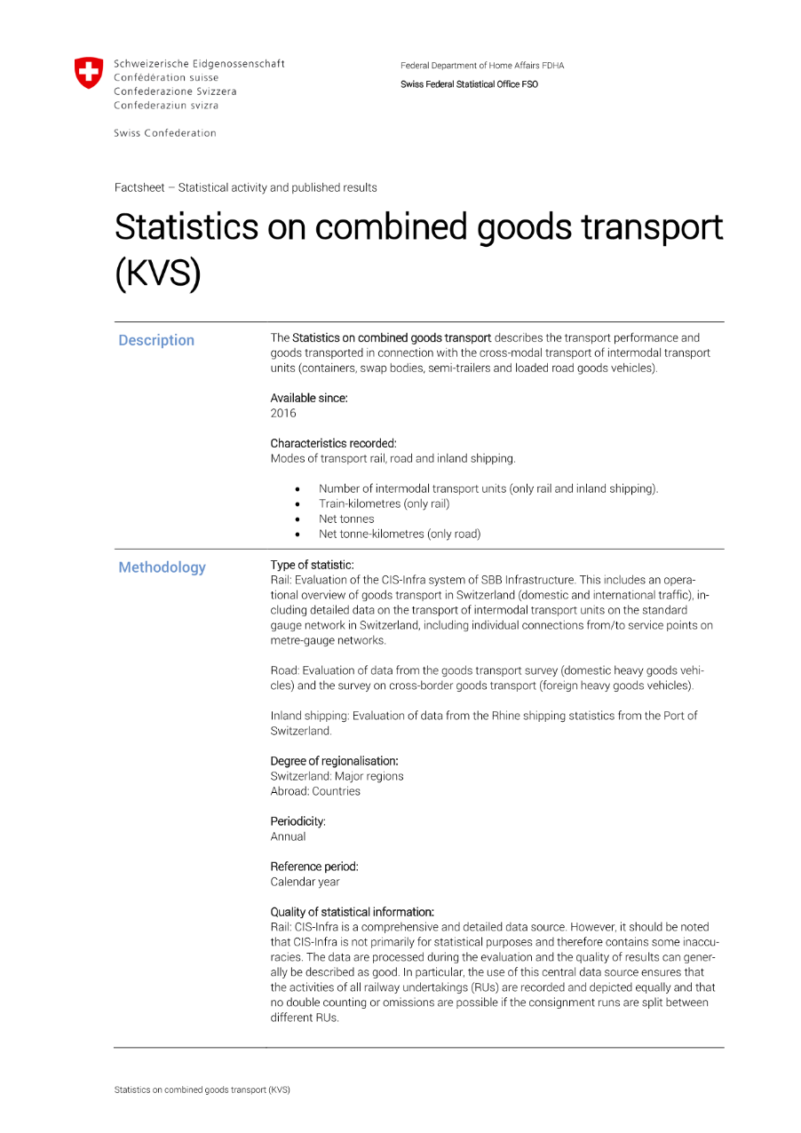 Statistics on combined goods transport