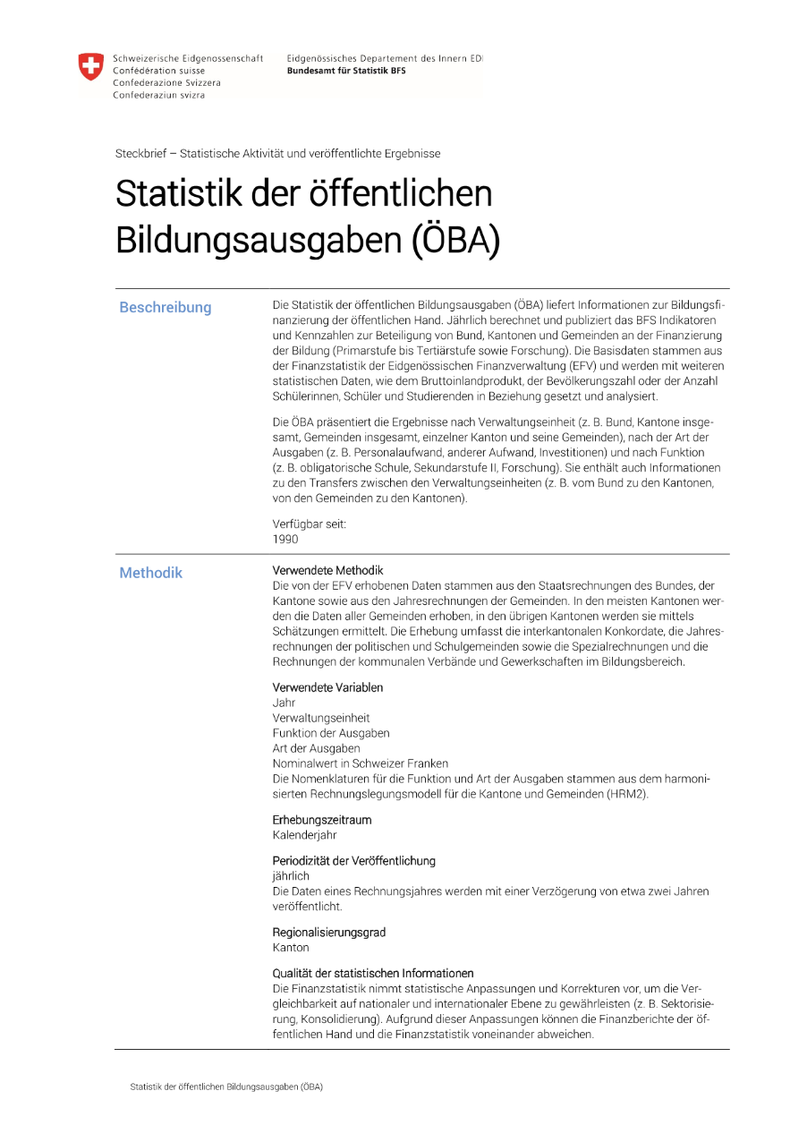 Statistik der öffentlichen Bildungsausgaben