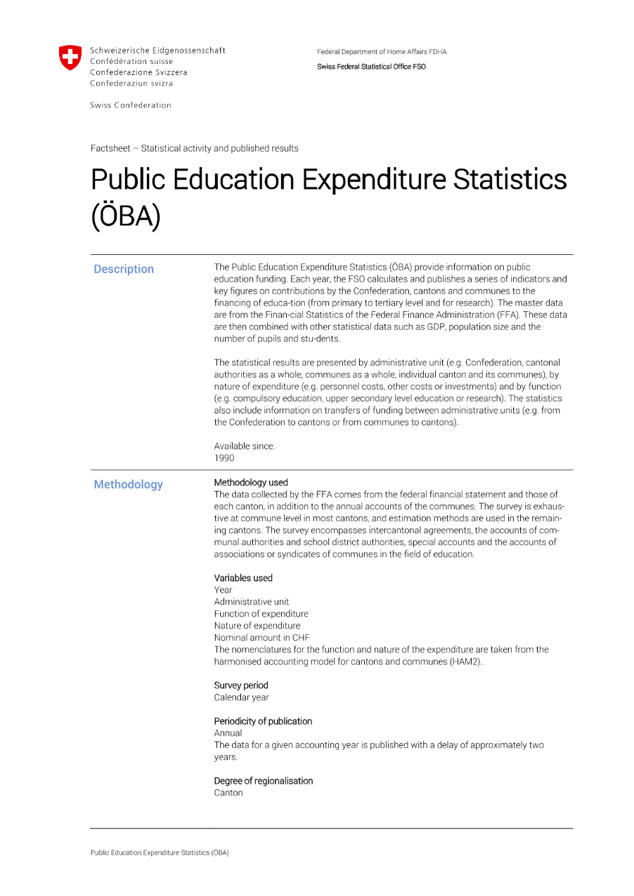 Public Education Expenditure Statistics