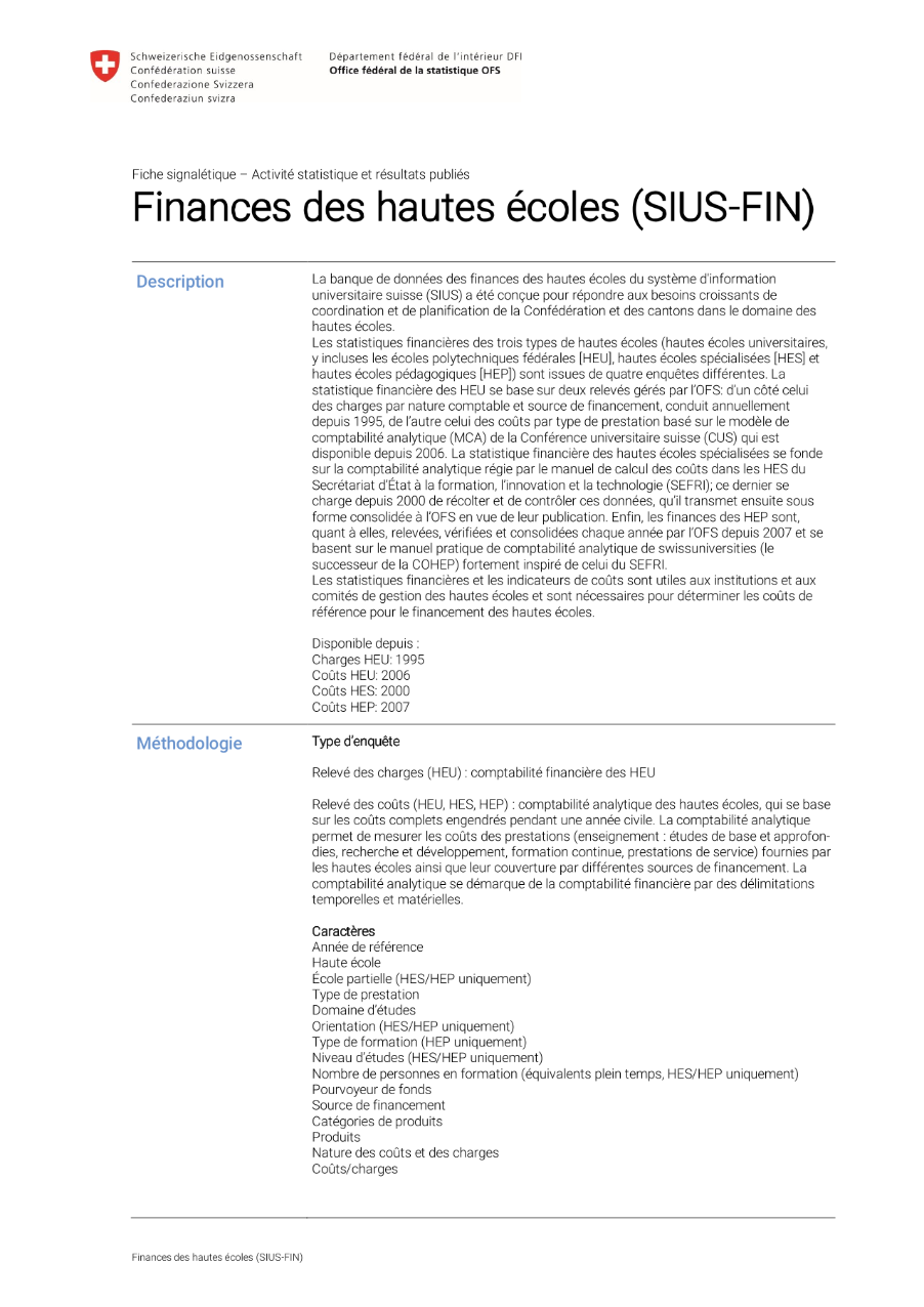 Finances des hautes écoles