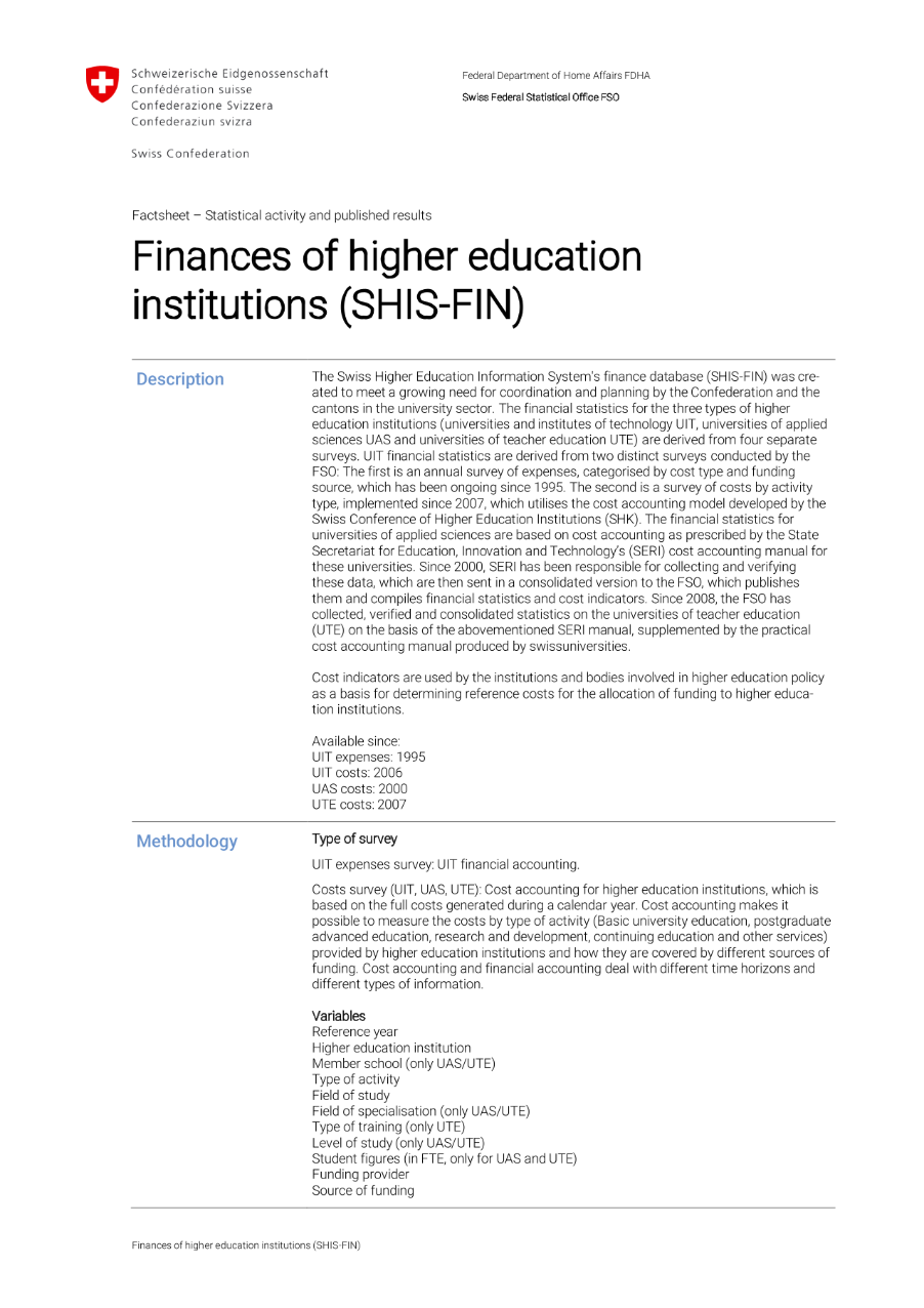 Finances of higher education institutions