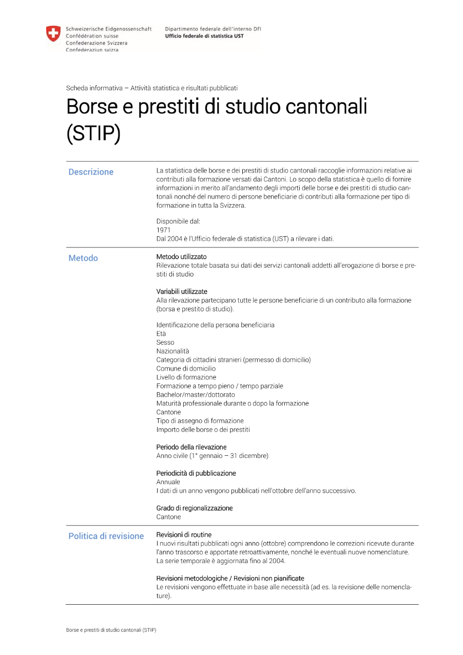 Borse e prestiti di studio cantonali