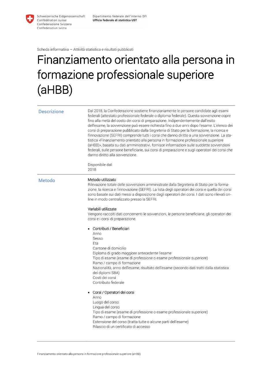 Finanziamento orientato alla persona in formazione professionale superiore