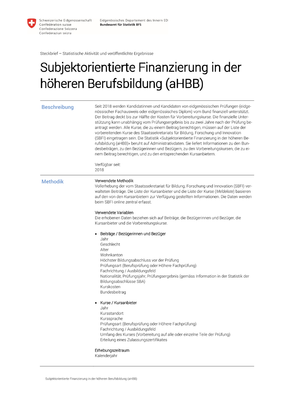 Subjektorientierte Finanzierung in der höheren Berufsbildung