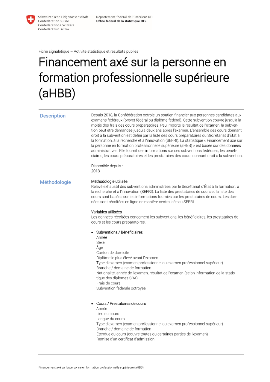 Financement axé sur la personne en formation professionnelle supérieure