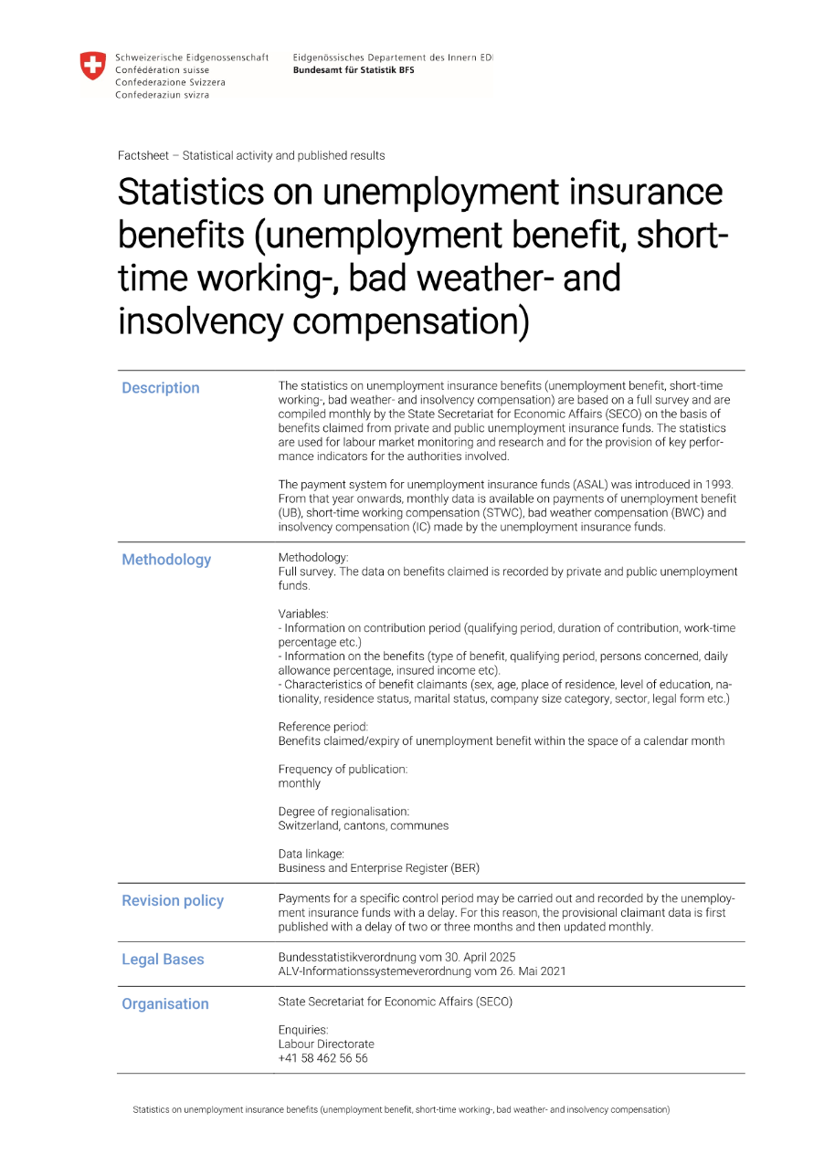 Statistics on unemployment insurance benefits