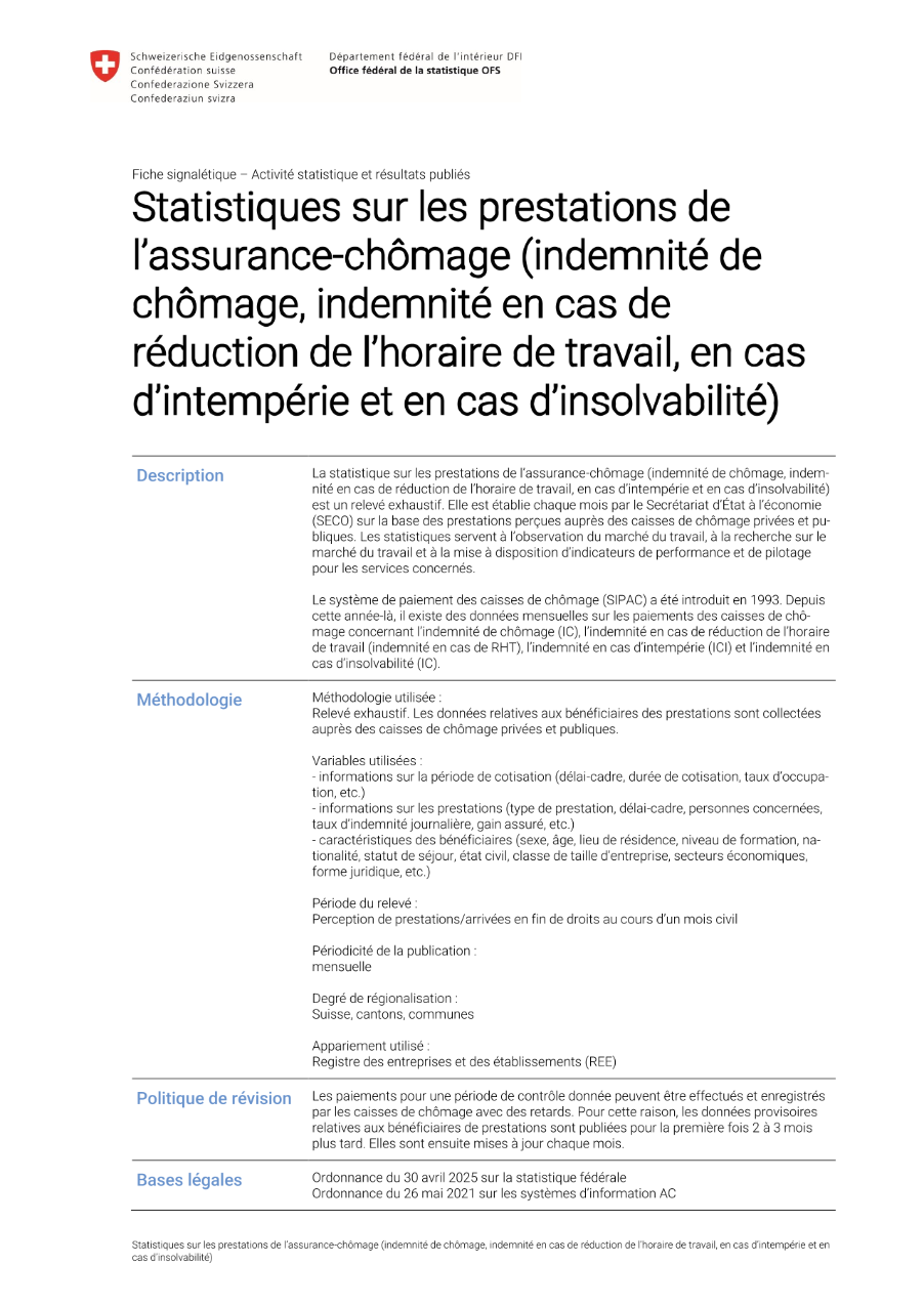Statistiques sur les prestations de l'assurance-chômage