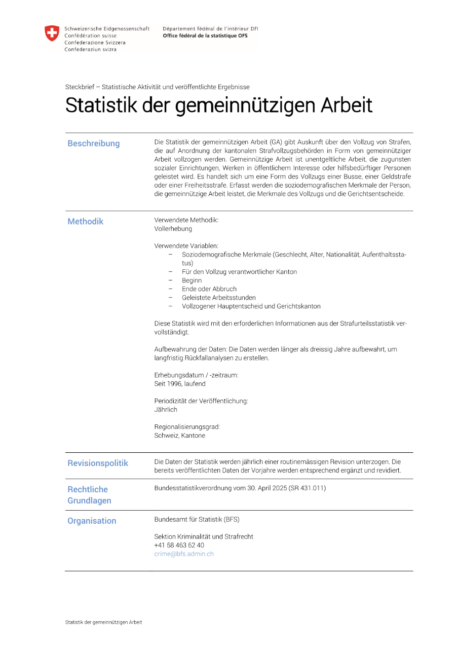 Statistik der gemeinnützigen Arbeit