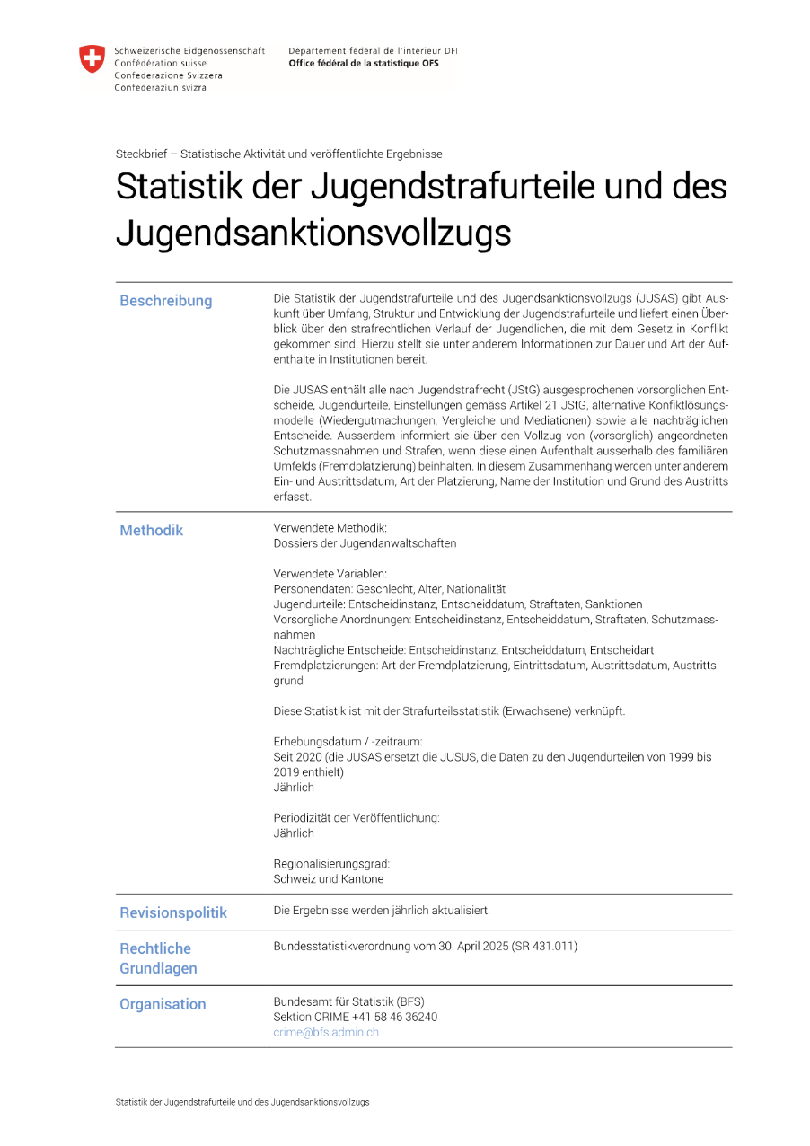 Jugendstrafurteils- und -sanktionsvollzugsstatistik