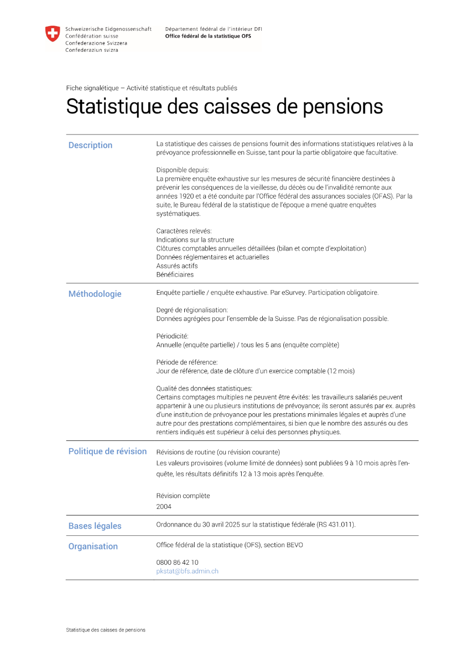 Statistique des caisses de pensions