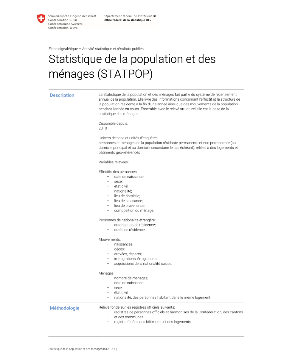 Statistique de la population et des ménages
