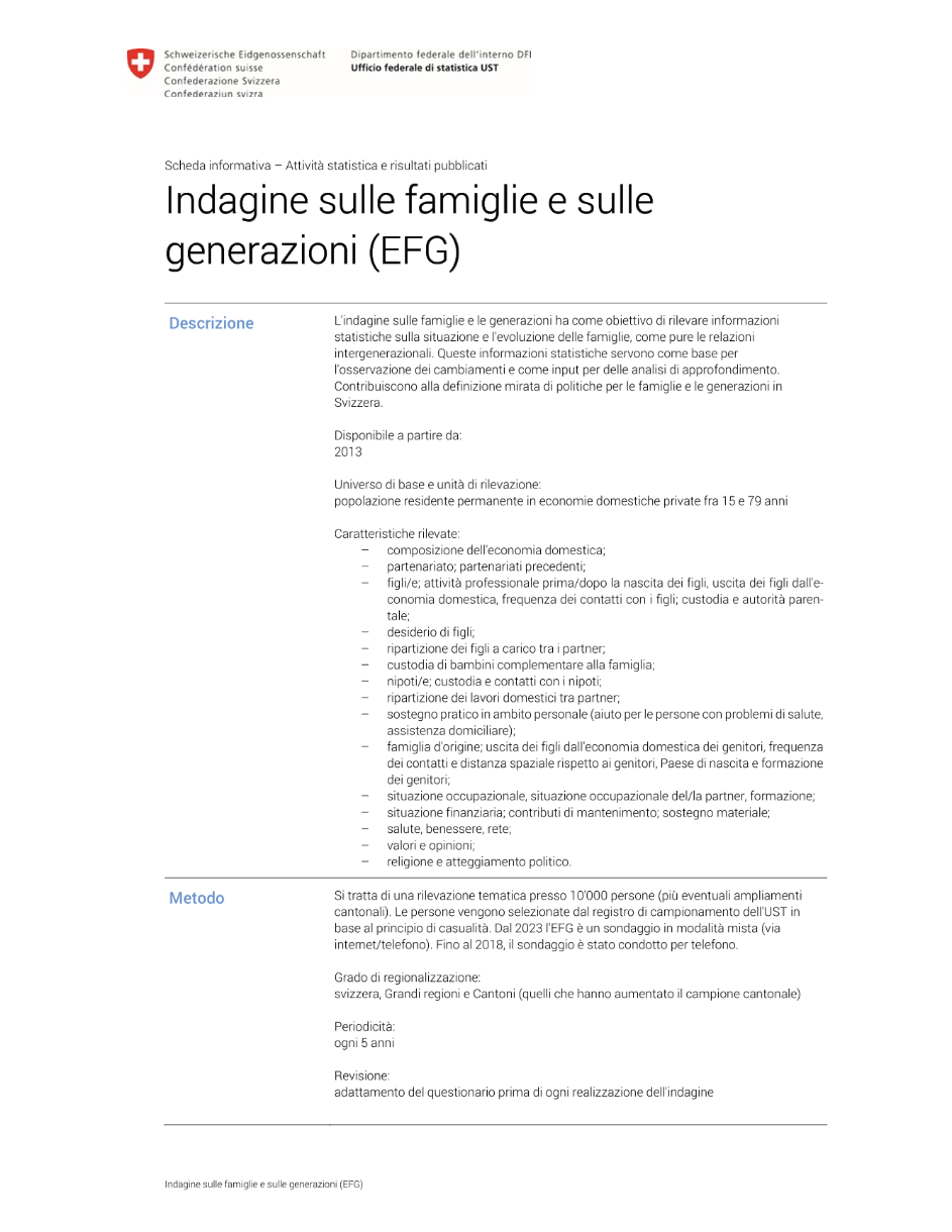 Indagine sulle famiglie e sulle generazioni