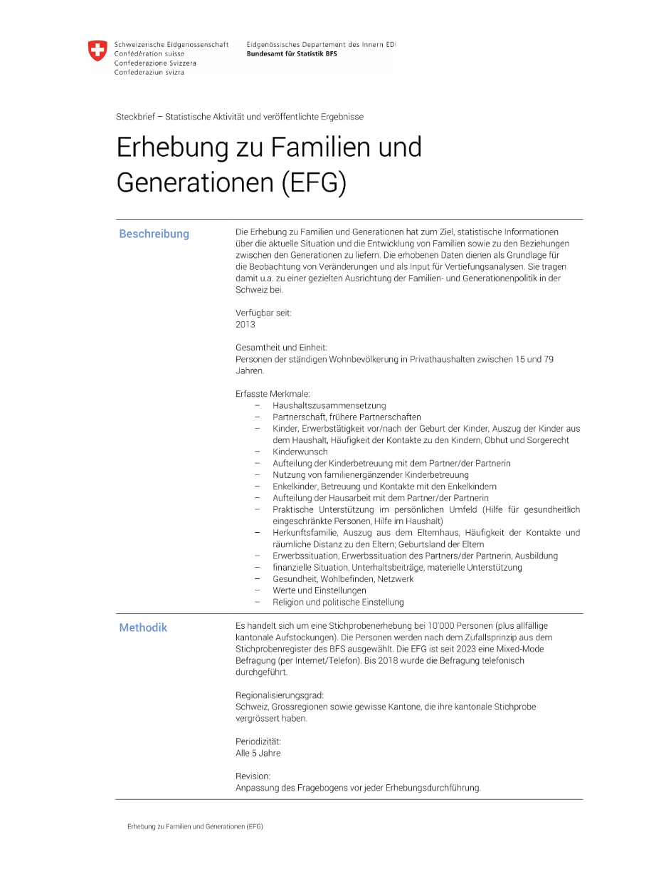 Erhebung zu Familien und Generationen