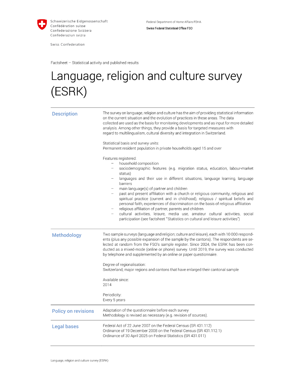 Language, religion and culture survey