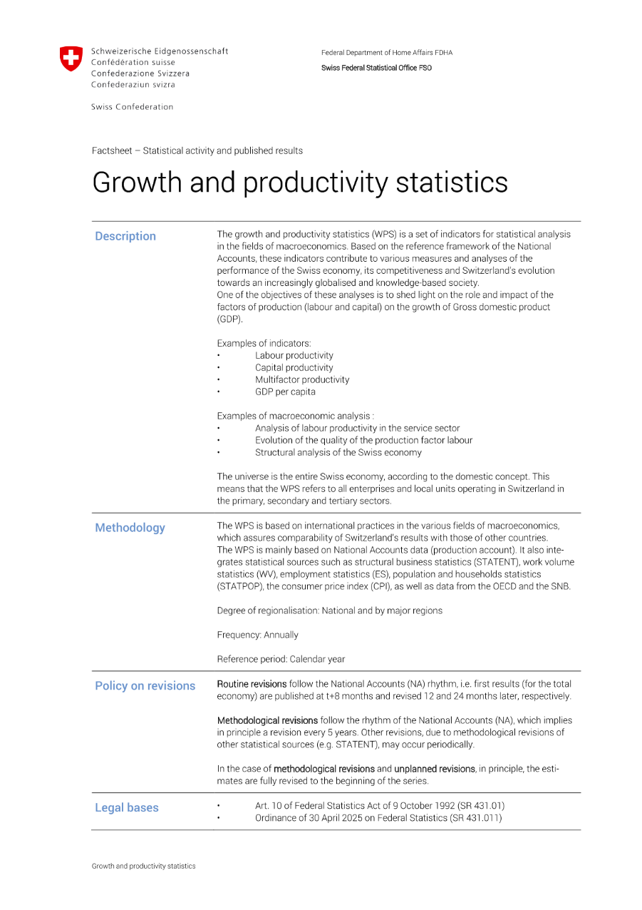 Growth and Productivity Statistics