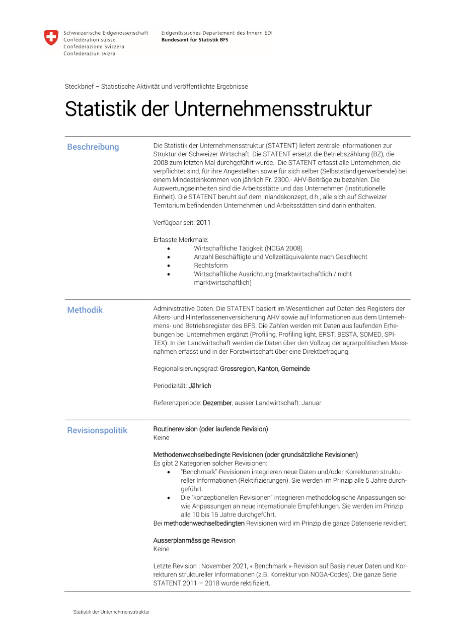 Statistik der Unternehmensstruktur