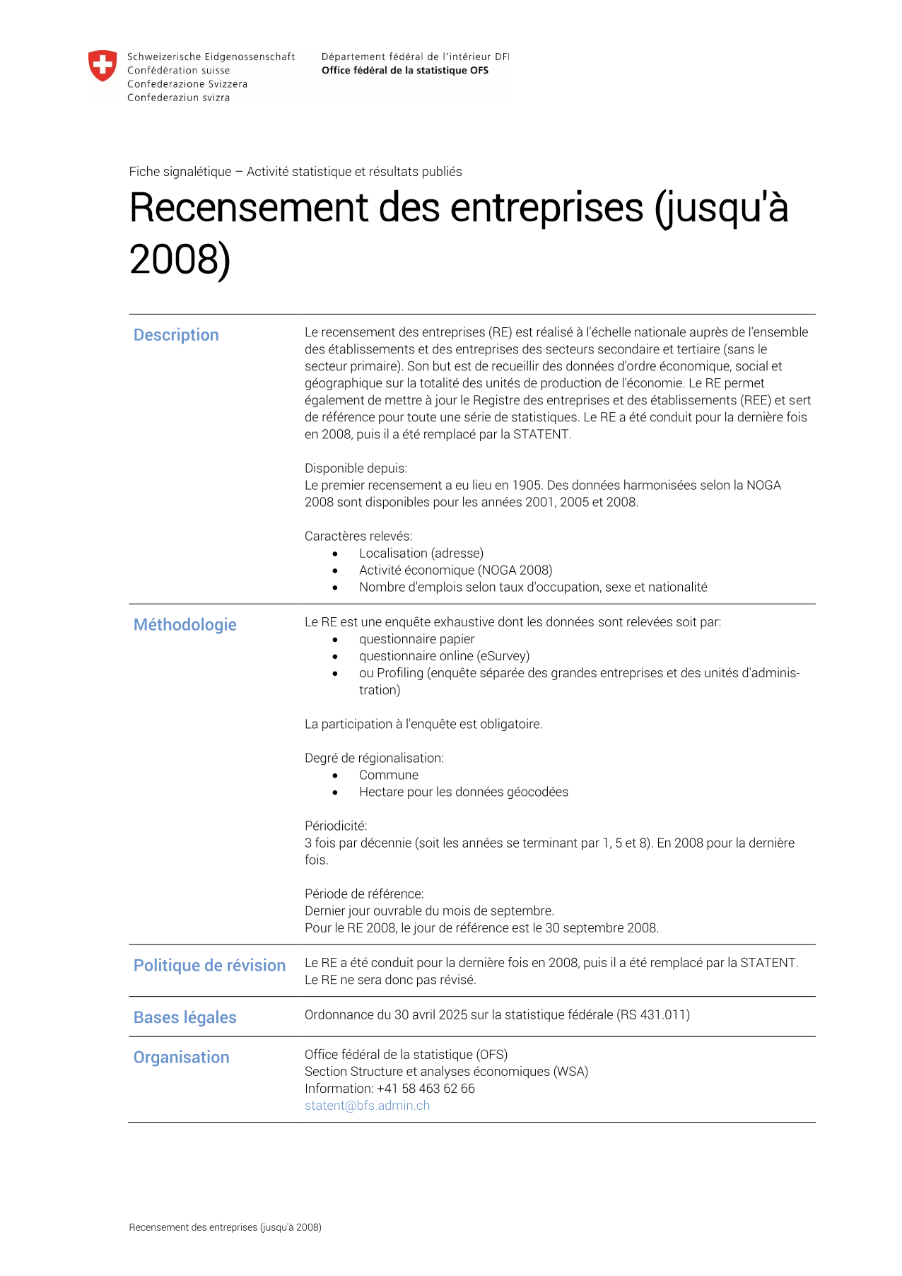 Recensement des entreprises (jusqu'à 2008)