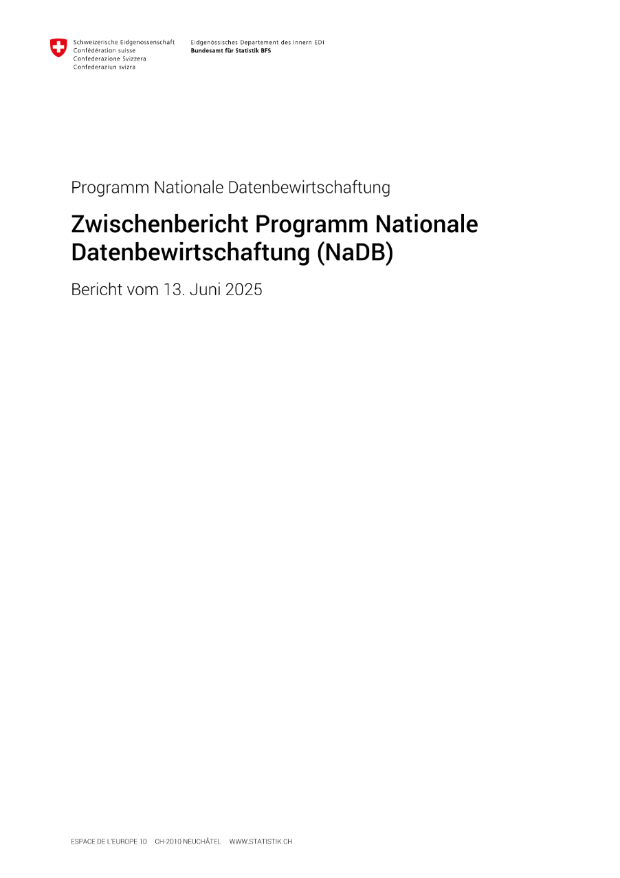 Zwischenbericht Programm Nationale Datenbewirtschaftung (NaDB)