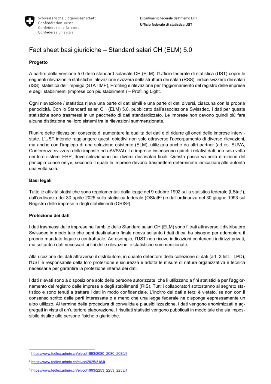 Fact sheet basi giuridiche – Standard salari CH (ELM) V5.0