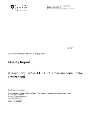 Quality report based on 2014 EU-SILC cross-sectional data, Switzerland