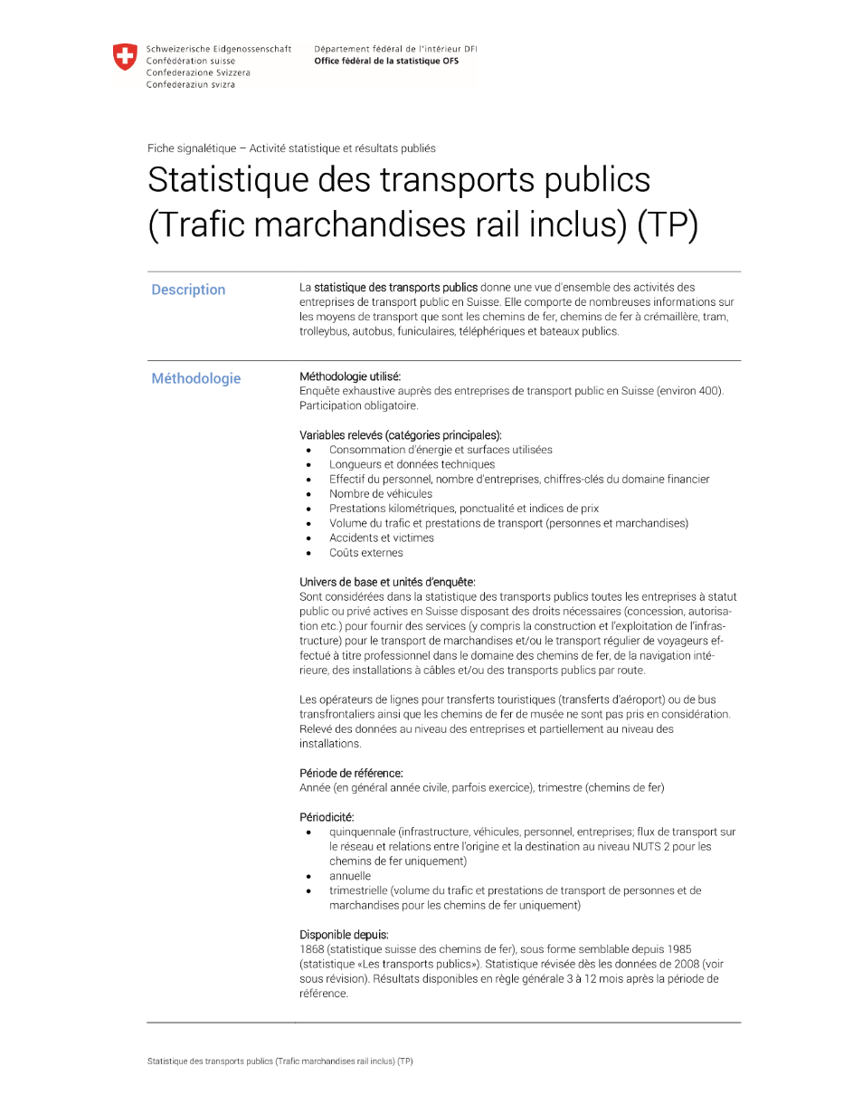 Statistique des transports publics (Trafic marchandises rail inclus)