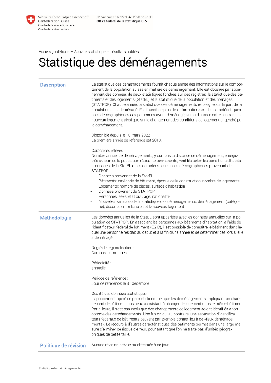 Statistique des déménagements