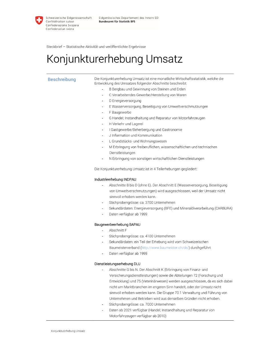 Konjunkturerhebung Umsatz