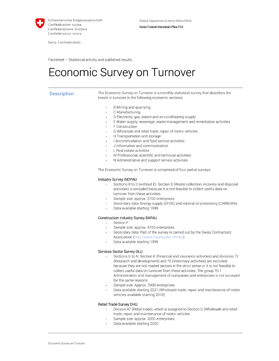 Economic Survey on Turnover