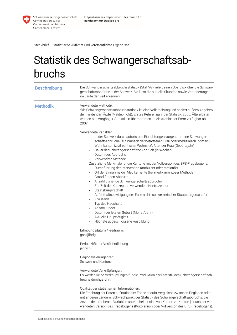 Statistik des Schwangerschaftsabbruchs