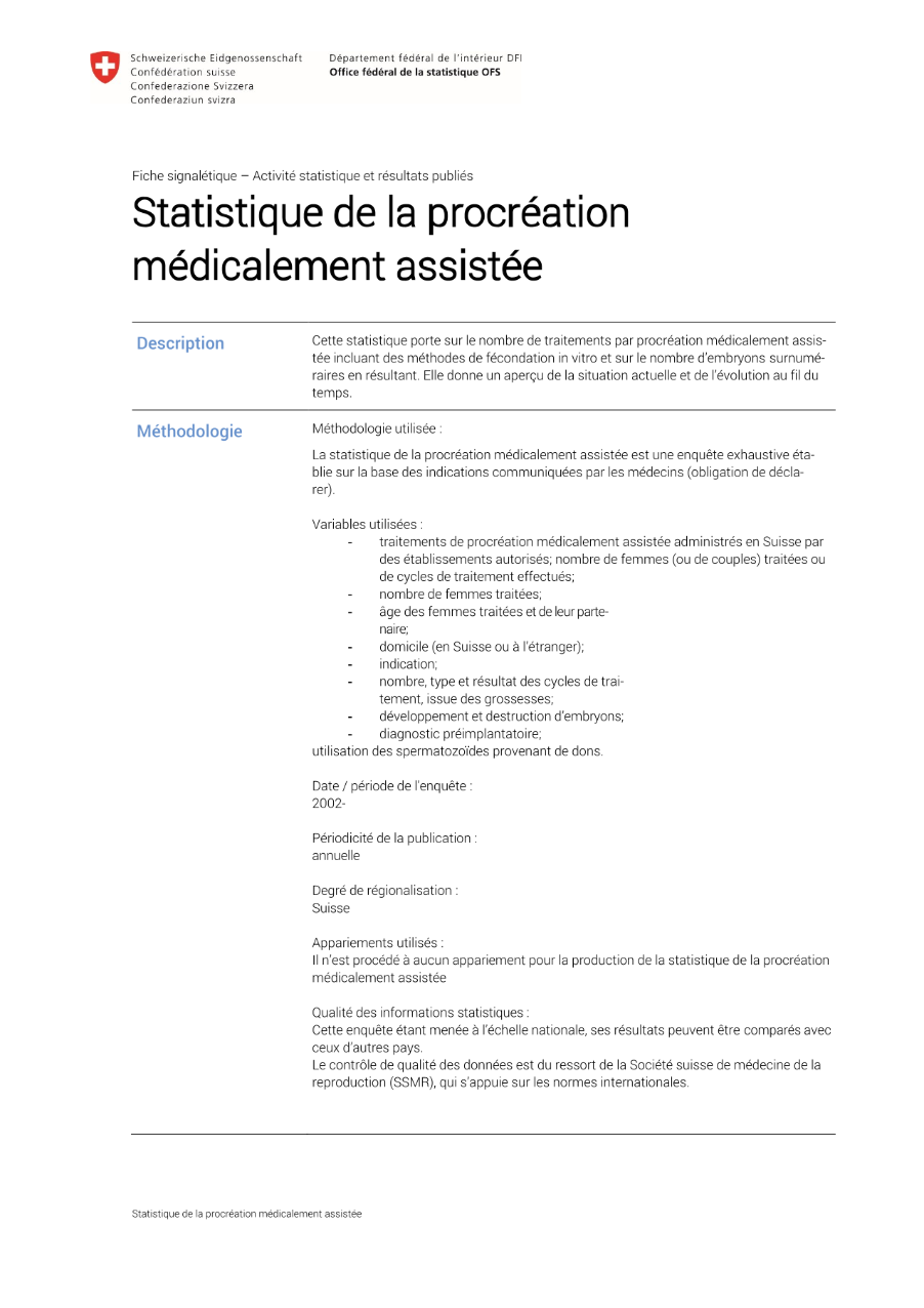 Statistique de la procréation médicalement assistée