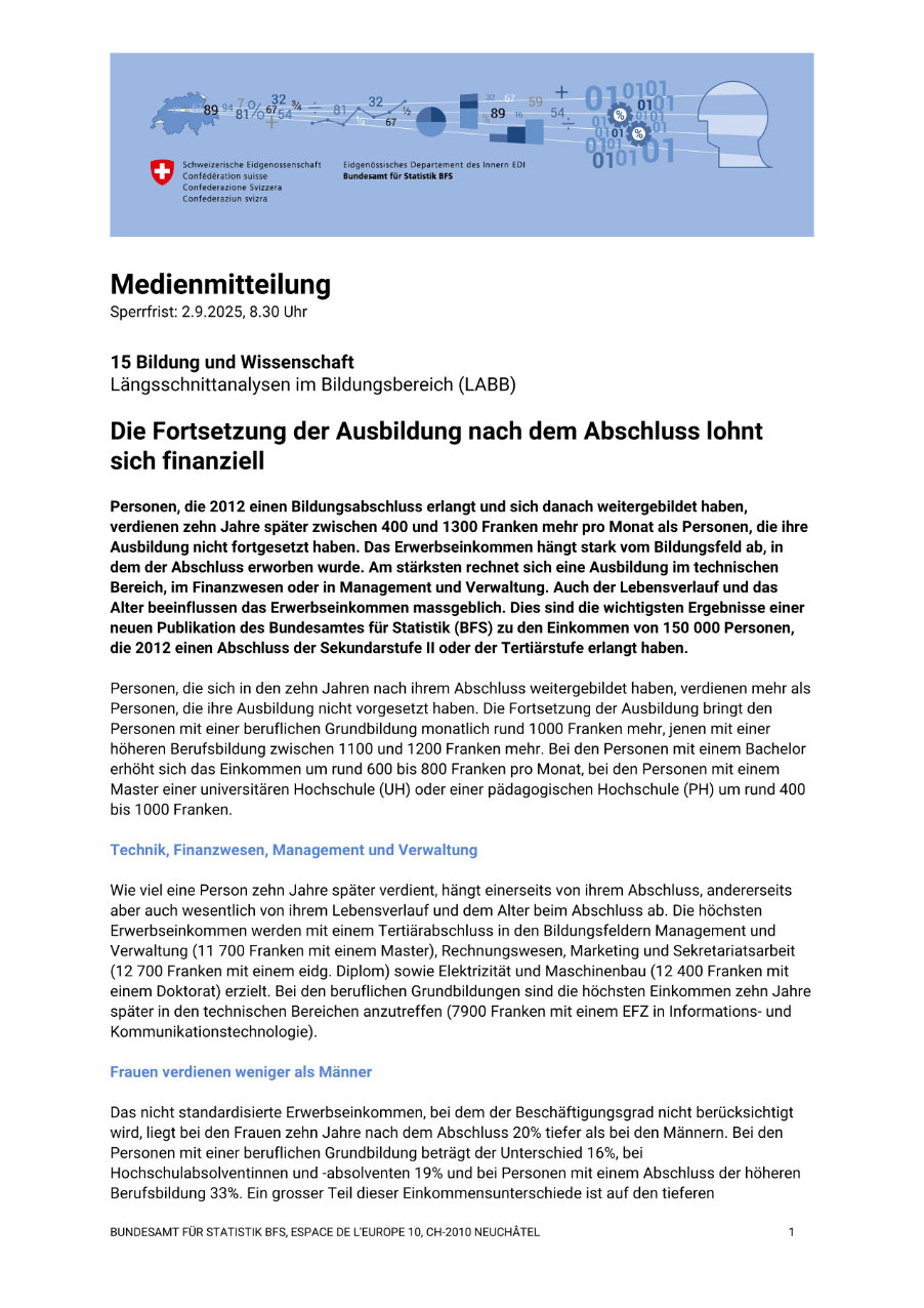 Die Fortsetzung der Ausbildung nach dem Abschluss lohnt sich finanziell
