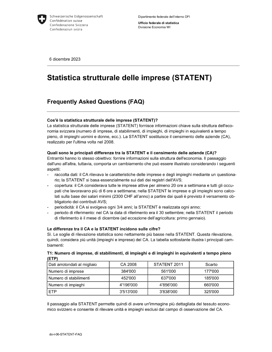 STATENT - Domande frequenti (FAQ)