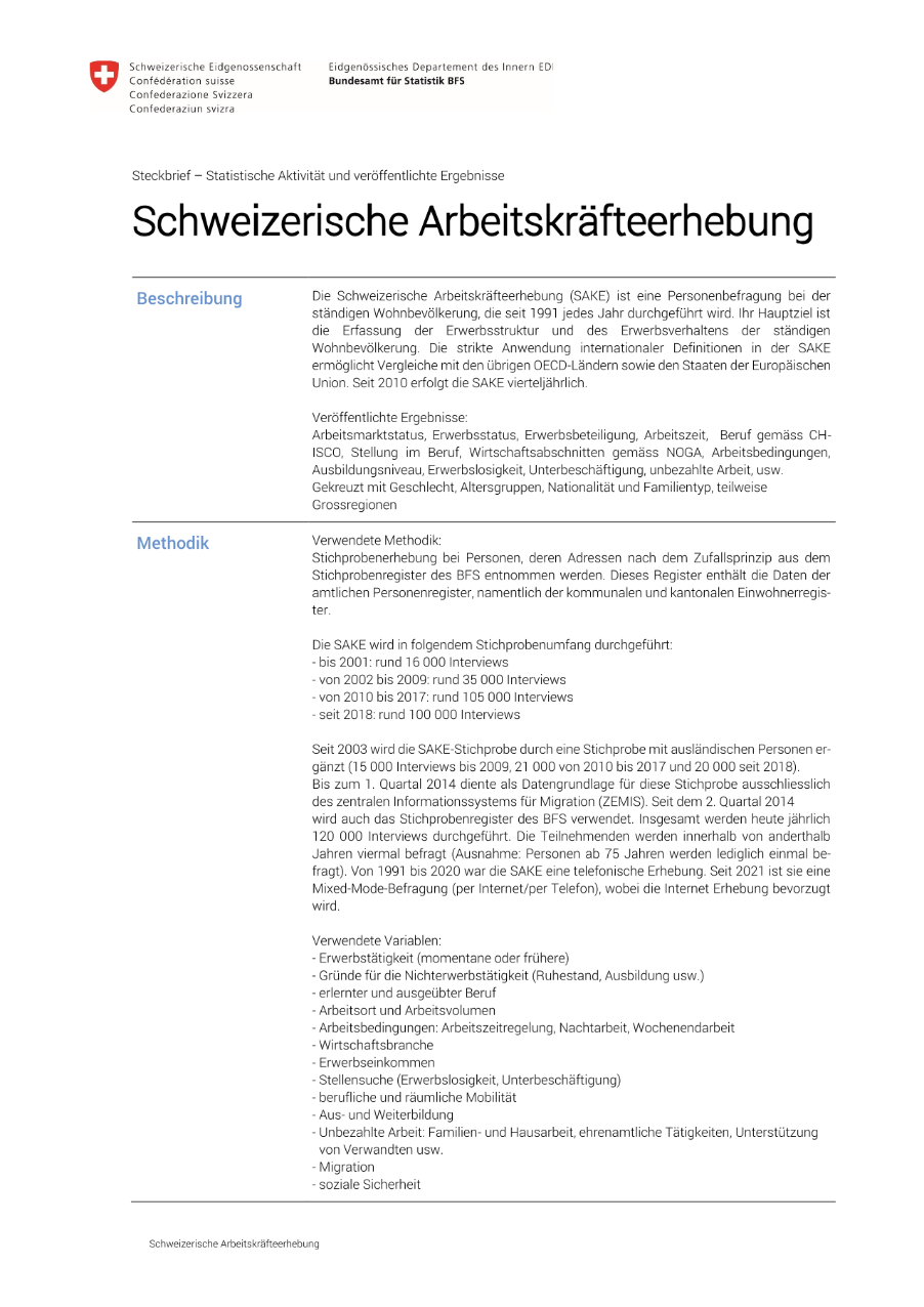 Schweizerische Arbeitskräfteerhebung