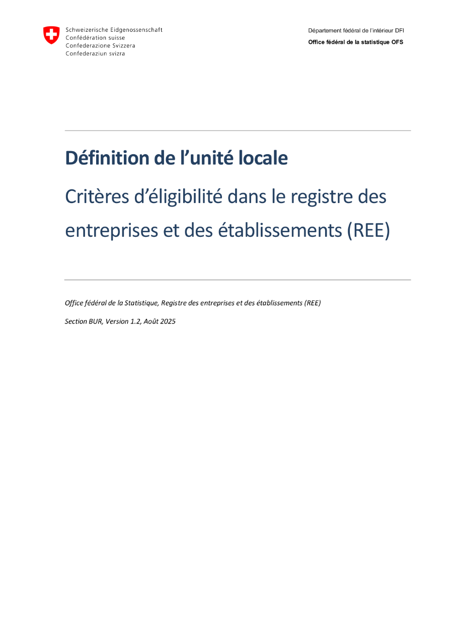 Définition de l'unité locale - critères d'éligibilité dans le registre des entreprises et des établissements (REE)