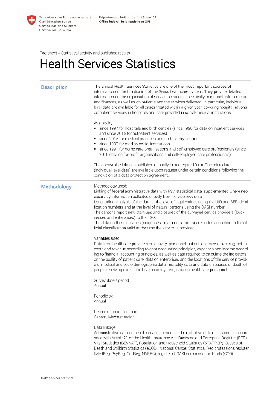 Health services statistics